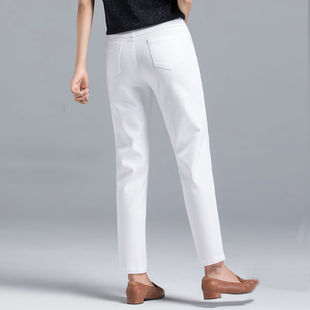 哈伦裤 白色老爹裤 中老年女士大码 2025春夏季 女高腰显瘦宽松牛仔裤