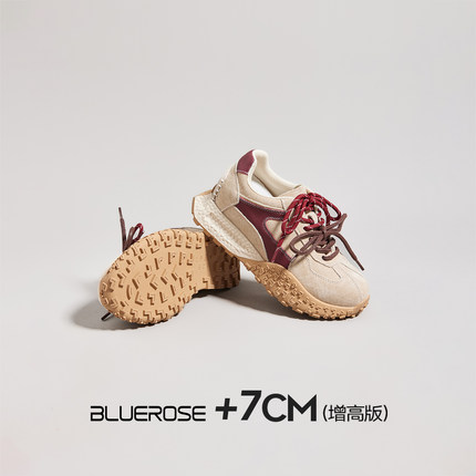 红色增高7cm休闲鞋春季新款户外运动轻便厚底软底内增高女德训鞋