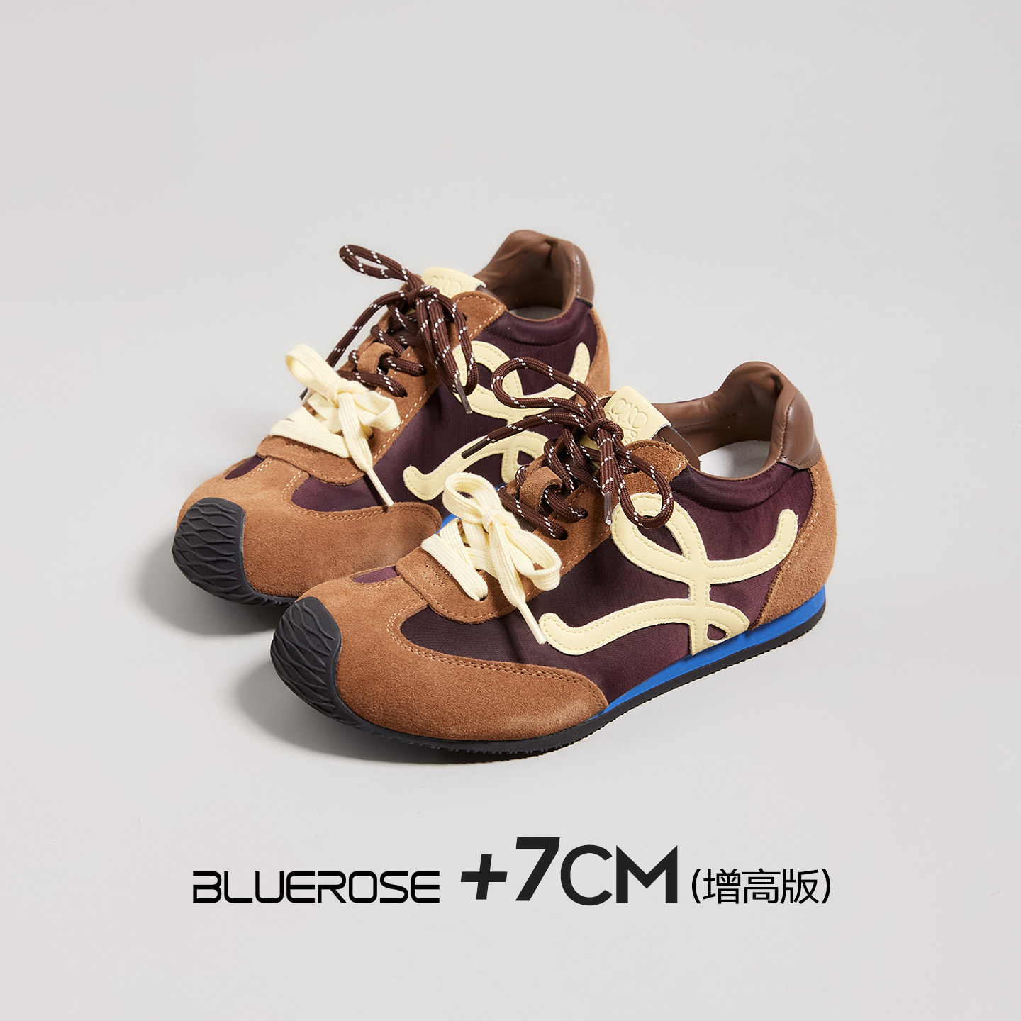 7cm棕色复古阿甘鞋女2026新款内增高巨好看厚底德训鞋软底单鞋子