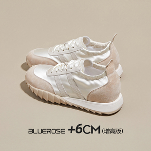 春夏超火厚底阿甘鞋 2026新款 子真皮透气 女款 米色内增高6cm德训鞋