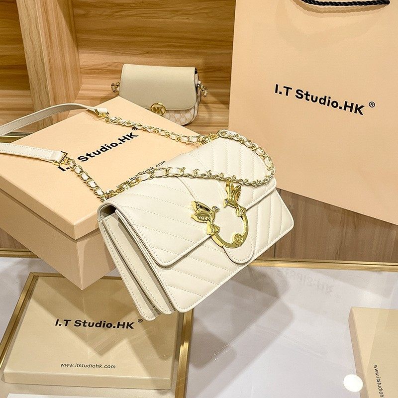 香港小众MK真皮燕子包时尚链条包女斜跨单肩酒神女包2022秋冬新款