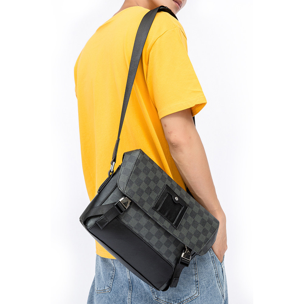 欧美M LV新款斜挎包男士真皮单肩包潮流时尚休闲多功能男包大容量