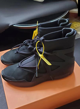 【瑕疵特卖】Nike Air Fear of God 1男士米色黑色高帮休闲篮球鞋