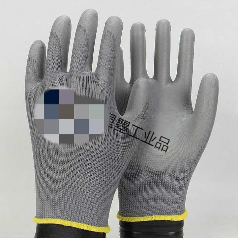 劳保手套pu518尼龙涂掌防尘静电子厂工作打包透气手套薄款pu518灰