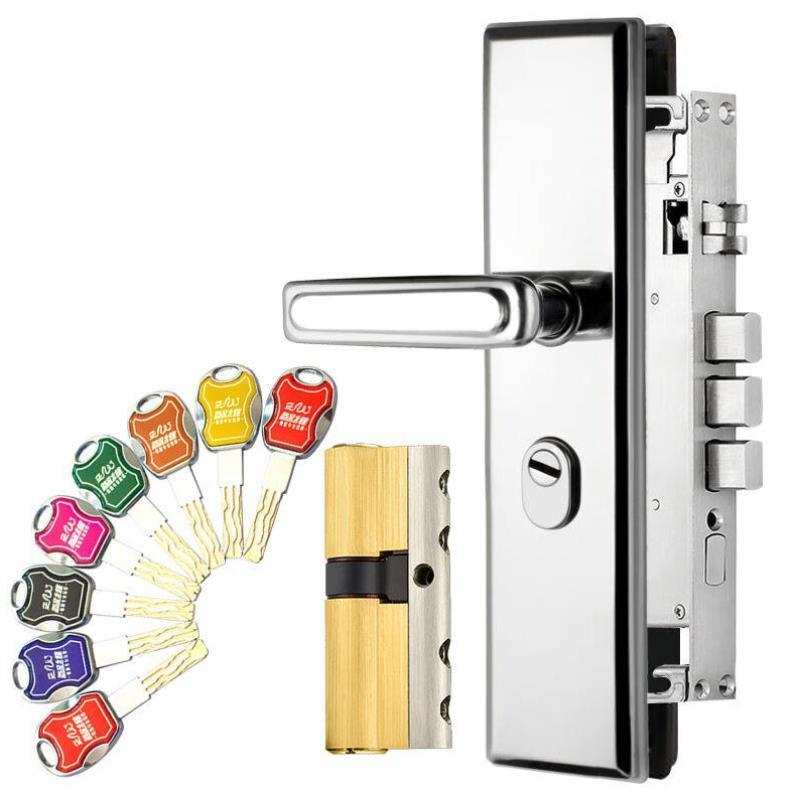 Vieruodis防盗门锁套装不锈钢把手锁体通用型家用锁具木门锁大门