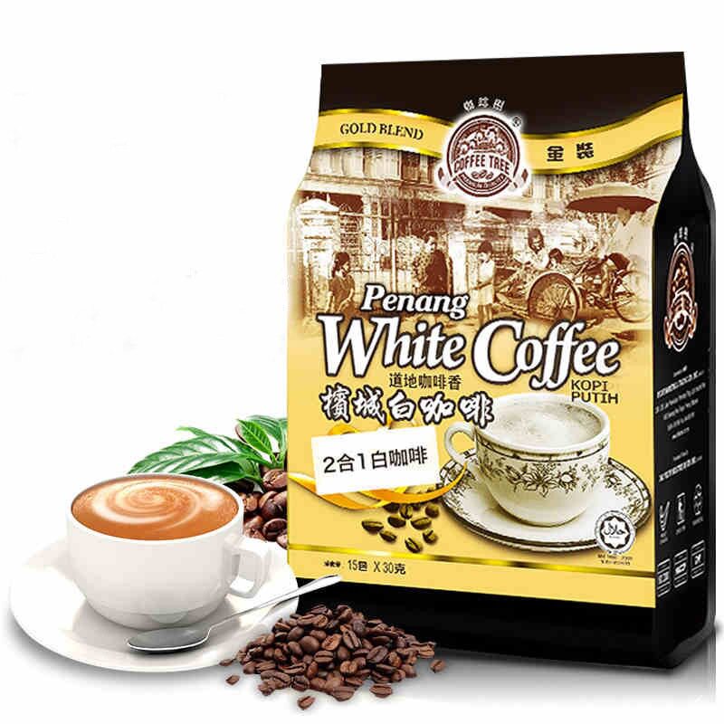 马来西亚槟城进口 咖啡树速溶咖啡450g金装二合一白咖啡