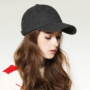 明星同款帽子黑色羊毛呢棒球帽加绒加厚保暖男女百搭鸭舌帽秋冬季