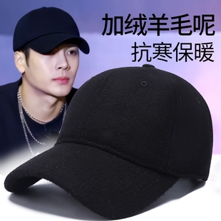 冬季帽子男百搭大头围棒球帽女士秋加绒加厚保暖防寒羊毛呢鸭舌帽