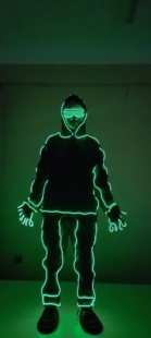 纸片人荧光舞表演服装，荧光舞演出服装，发光科技感表演服装定制