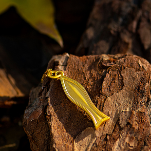 好运锦鲤金条年年有余足金颈饰锁骨链纯金小黄鱼礼物送女友