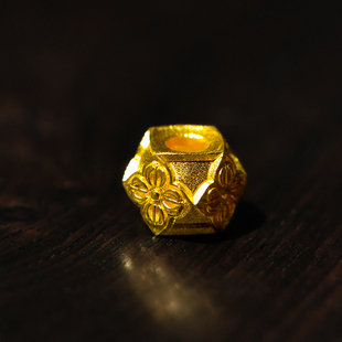 黄金小金珠十字金刚杵编绳手链绳束八棱转运珠伏魔杵古法金路路通