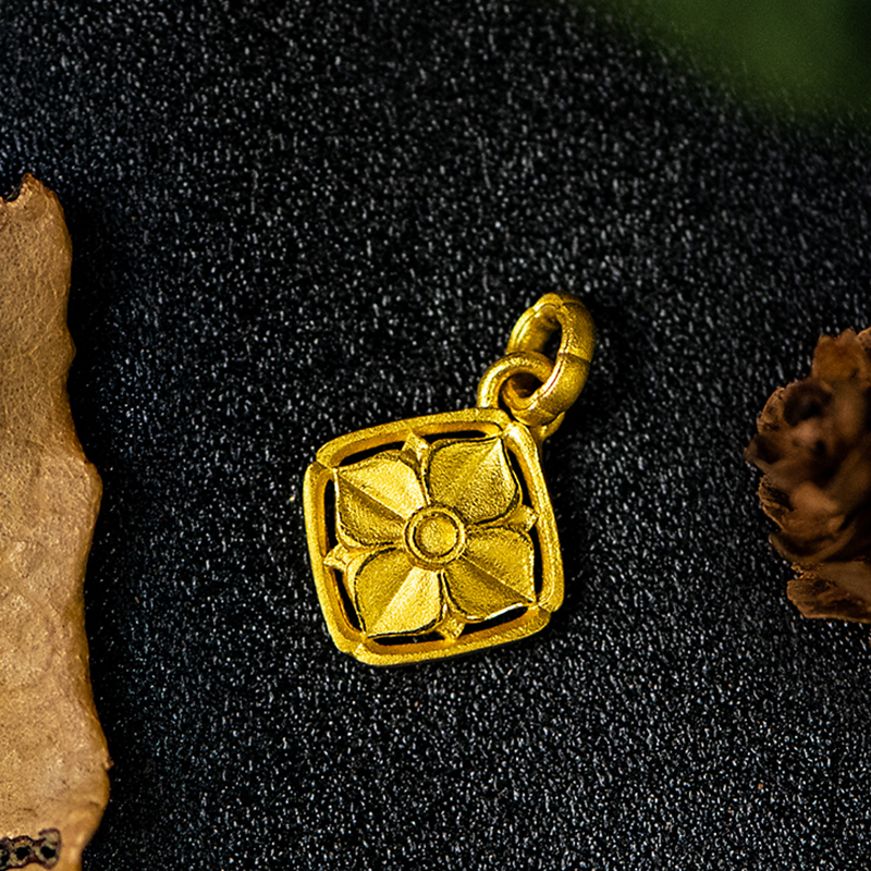 情人礼物黄金花卉系列项链吊坠