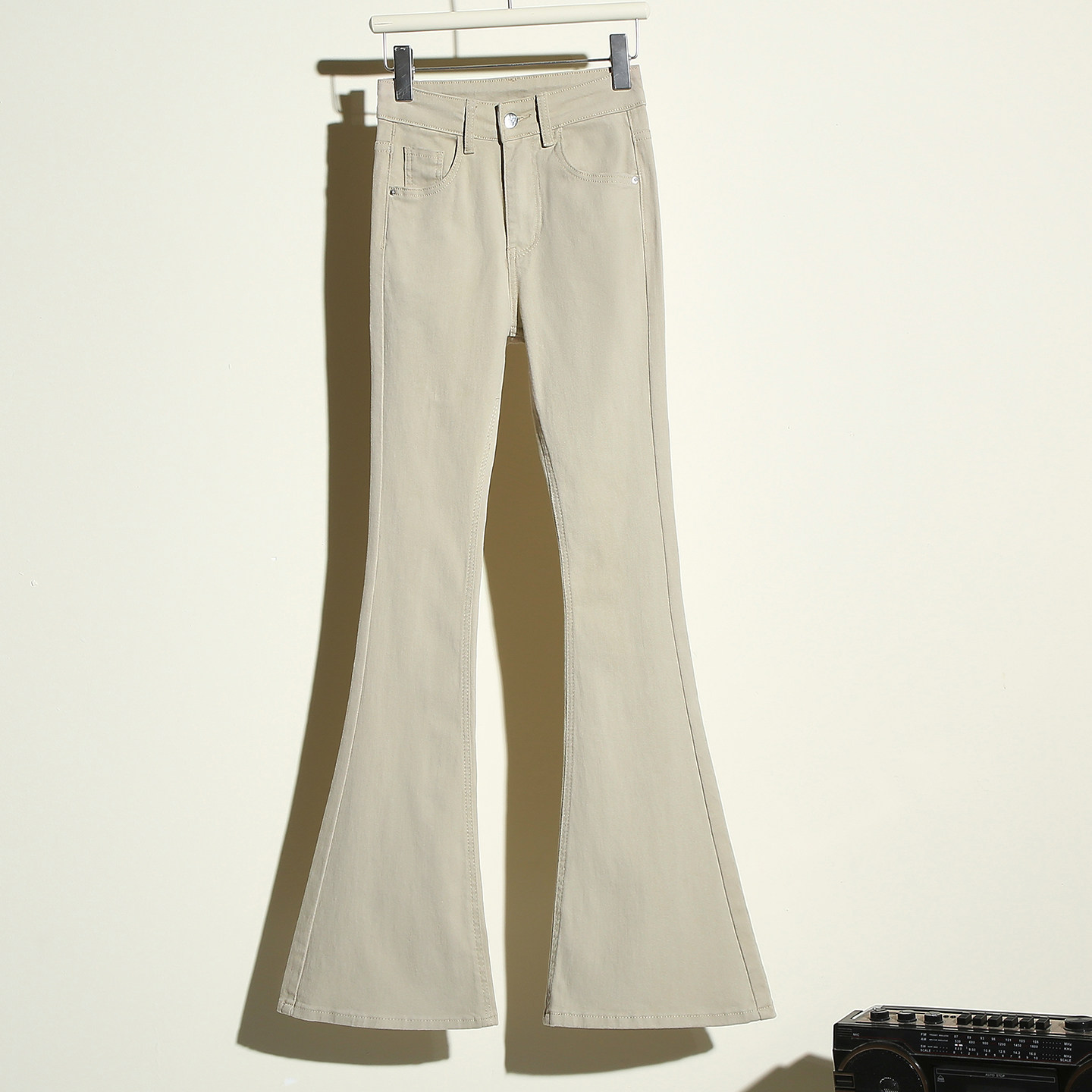 it :CHOCOOLATE复古紧身微喇牛仔裤女高腰修身显瘦弹力拖地喇叭裤