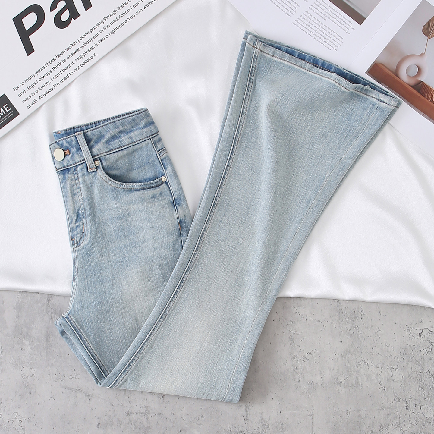 it :CHOCOOLATE紧身四面弹微喇牛仔裤女高腰修身显瘦弹力喇叭裤子