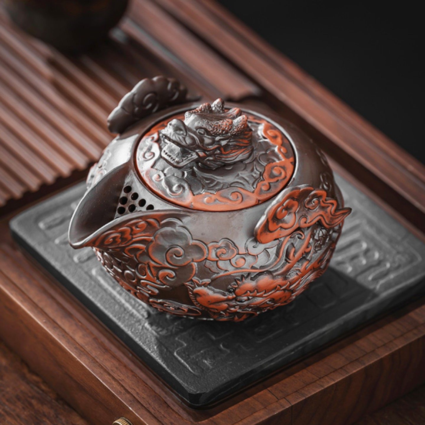 国潮紫陶手工浮雕祥龙手抓茶壶家用大容量泡茶壶中式功夫茶具单壶,餐饮具,茶壶,淘宝优惠券,粉丝福利购,淘宝优惠卷