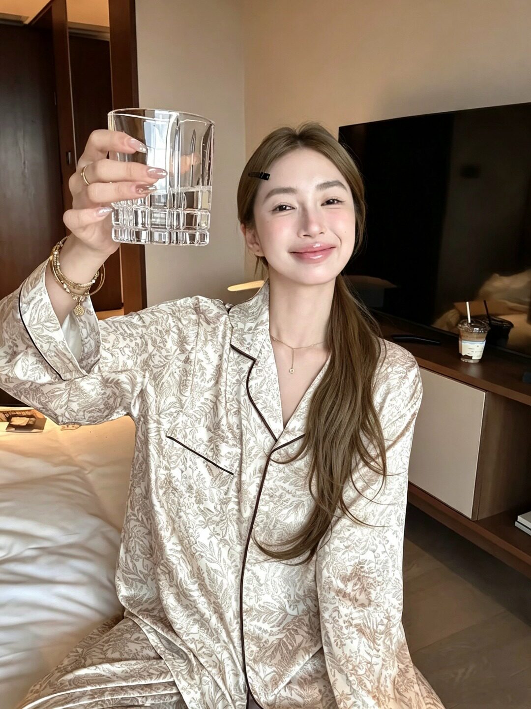 高级感影枝柔蔓冰雪丝冰丝睡衣女睡衣/家居服套装