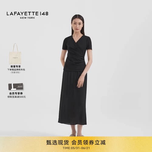 Lafayette148瑞士棉收腰T恤
