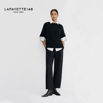 LAFAYETTE148/拉飞逸针织罗马布立体裁茧型九分裤