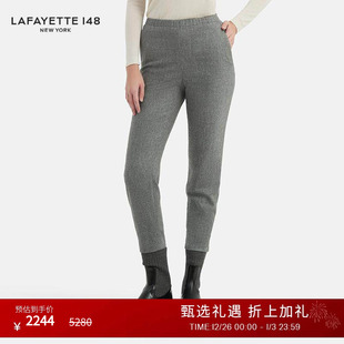 羊毛法兰绒松紧腰窄腿裤 LAFAYETTE148 拉飞逸