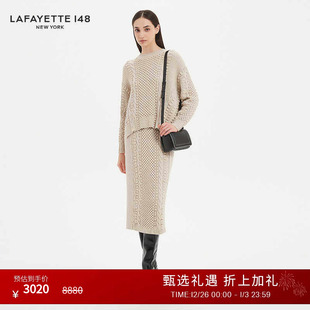 LAFAYETTE148 拉飞逸羊毛混纺肌理感提花针织上衣