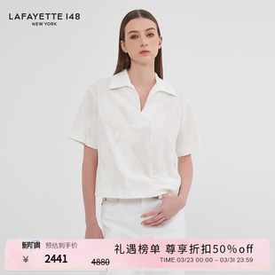 上衣 衬衫 LAFAYETTE148 拉飞逸POLO领V领提花短款