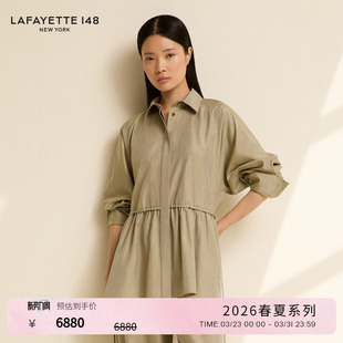 LAFAYETTE148 拉飞逸户外风抽绳系带绢丝府绸衬衫