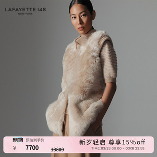 LAFAYETTE148 皮毛一体拼接针织背心 拉飞逸