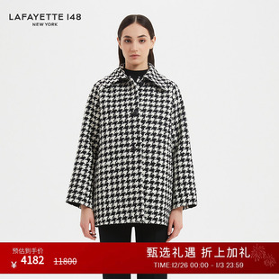 LAFAYETTE148 A型复古千鸟格粗花呢大衣 拉飞逸