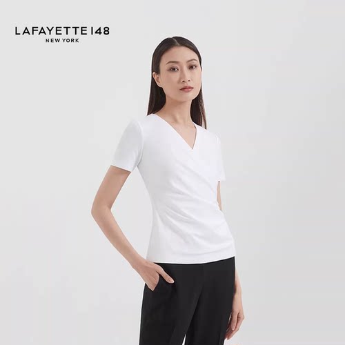Lafayette148瑞士棉收腰T恤