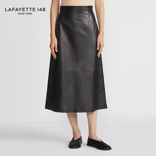 LAFAYETTE148 拉飞逸高腰A字羔羊皮半裙