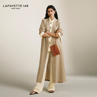 LAFAYETTE148 H型轻薄羊毛呢风衣 拉飞逸中长款