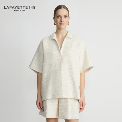 LAFAYETTE148/拉飞逸 小香风翼领短袖花呢夹克