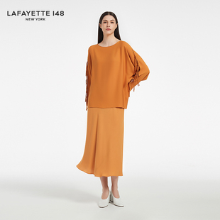 真丝衬衫 饰长袖 上衣 拉飞逸系带装 LAFAYETTE148