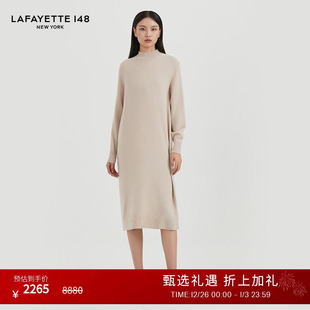 LAFAYETTE148 拉飞逸H型立领落肩羊绒针织连衣裙