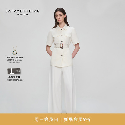【26早秋新款】LAFAYETTE148/拉飞逸短袖束腰猎装夹克羊绒短外套