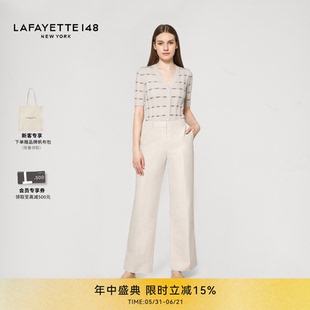 LAFAYETTE148/拉飞逸丝麻Gates直筒长裤西裤