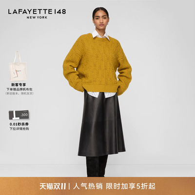 LAFAYETTE148 / 拉飞逸羊毛羊绒立体提花落肩针织衫套头针织上衣