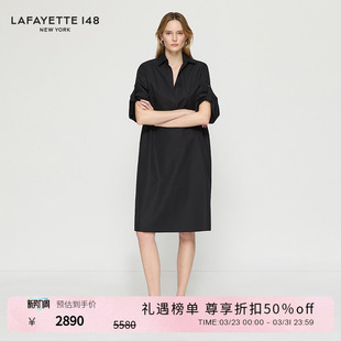 LAFAYETTE148 连衣裙 拉飞逸POLO领H型棉府绸衬衫