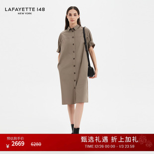 连衣裙 衬衫 LAFAYETTE148 拉飞逸直身棉府绸短袖