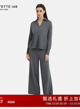 LAFAYETTE148/拉飞逸精梳美利奴羊毛翻领针织上衣