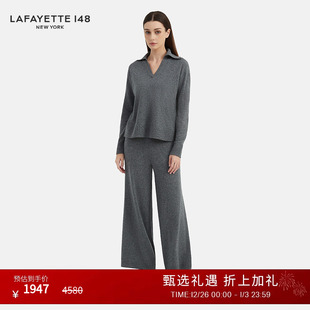 LAFAYETTE148 拉飞逸精梳美利奴羊毛翻领针织上衣