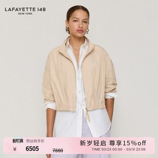 拉飞逸褶裥腰饰短款 LAFAYETTE148 立领拉链夹克 26早春新款