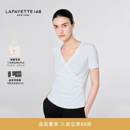 Lafayette148瑞士棉收腰T恤