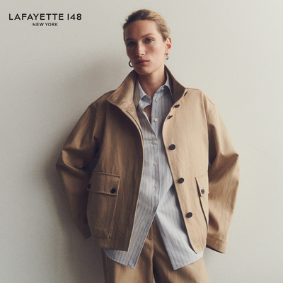 【26早春新款】LAFAYETTE148/拉飞逸斜纹棉麻工装风夹克外套