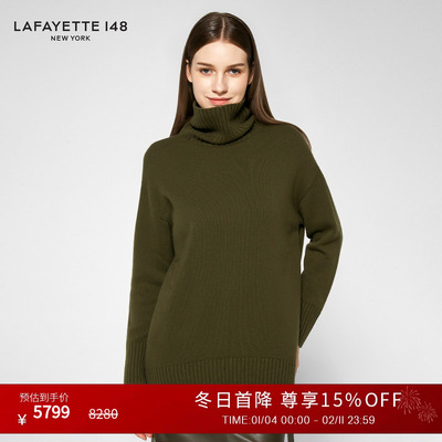 【25秋冬新款】LAFAYETTE148/拉飞逸立领茧型羊绒针织上衣