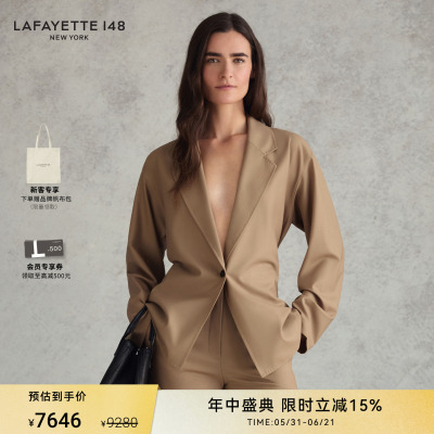 【26春夏新款】LAFAYETTE148/拉飞逸单扣收腰系带轻薄羊毛呢西装
