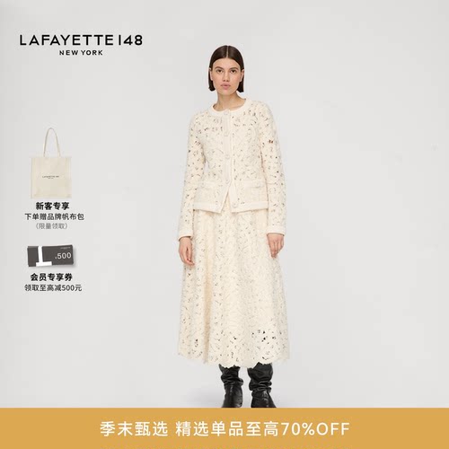 LAFAYETTE148/拉飞逸立体浮雕绣花针织羊驼毛开衫