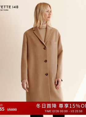 【25秋冬新款】LAFAYETTE148/拉飞逸落肩袖轻便驼绒大衣