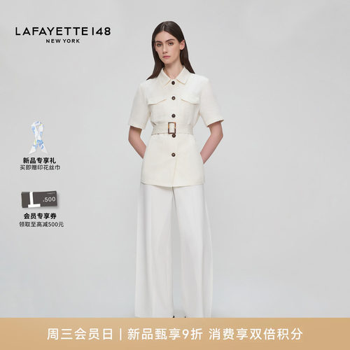【26早秋新款】LAFAYETTE148/拉飞逸短袖束腰猎装夹克羊绒短外套