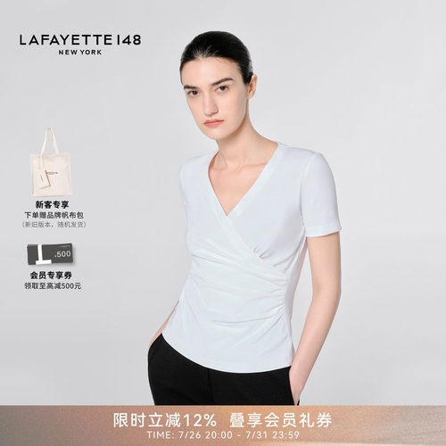 Lafayette148瑞士棉收腰T恤